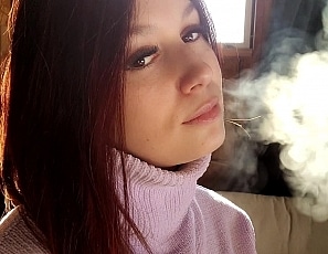 Nose Exhales Side Exhales Lovely Light Real Smoking Girl Com